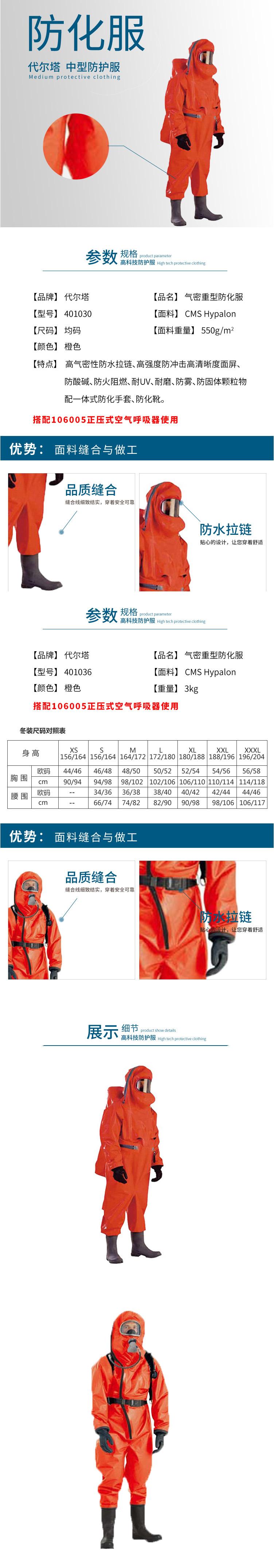 代爾塔DELTA 401030隔熱氣密重型防化服