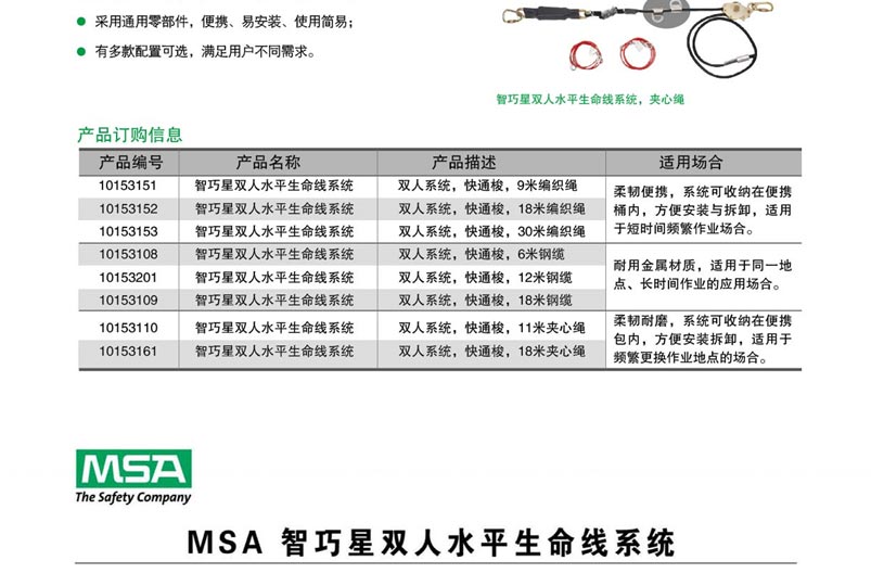 梅思安 10153152 智巧星水平生命線系統(tǒng)