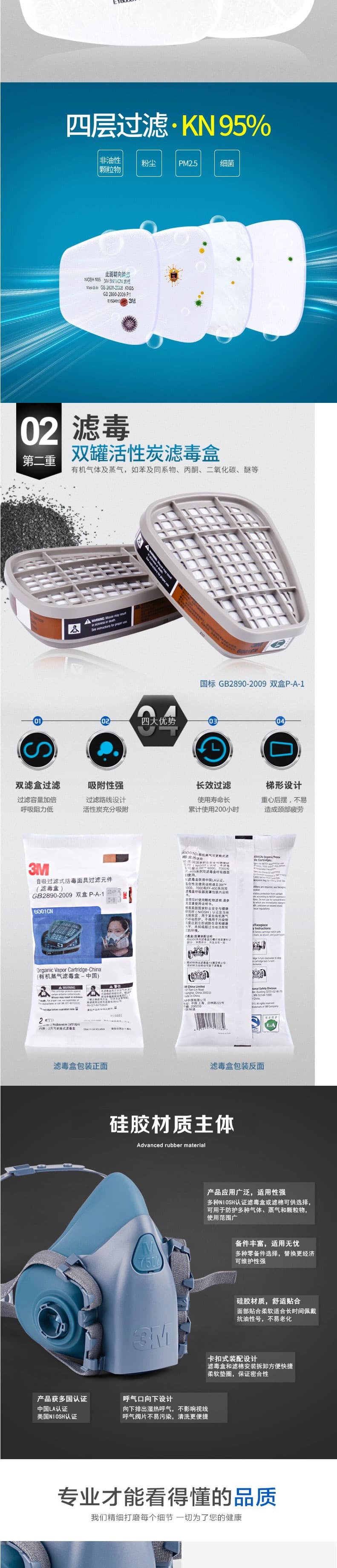 3M 7502 硅膠半面型防護面罩--廣州防毒面具供應商