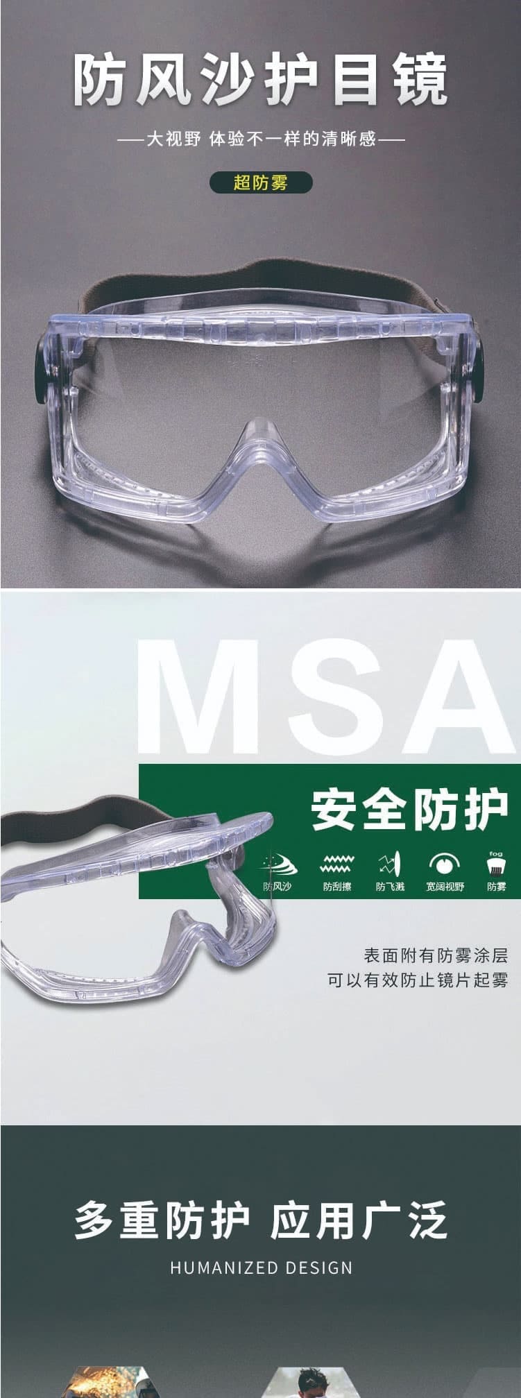 梅思安(MSA)  10203291 威護防護眼罩 多功能護目鏡